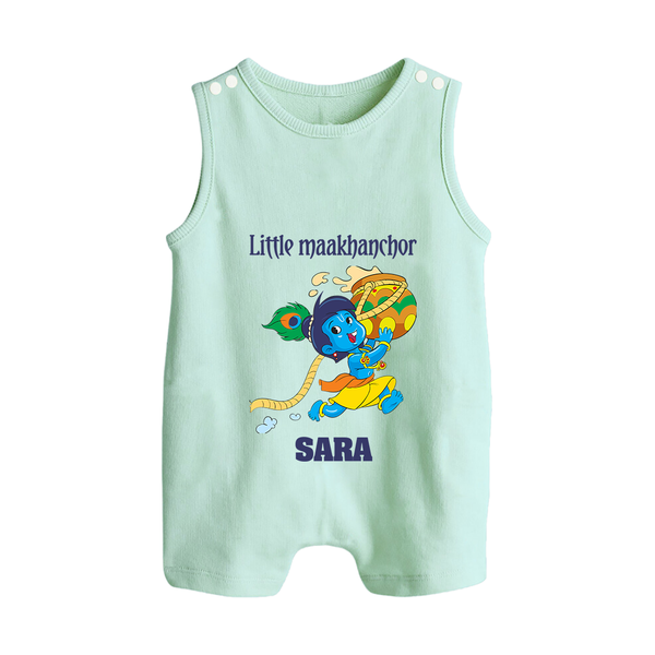 Little Maakhanchor Romper Suit | Custom Romper Suit for Krishna's Little Butter Thief - MINT GREEN - 0 - 5 Months Old (Chest 18")