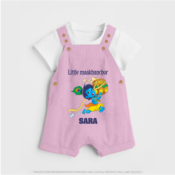 Little Maakhanchor Dungaree Set | Custom Dungaree Set for Krishna's Little Butter Thief - BABY PINK - 0 - 5 Months Old (Chest 18")