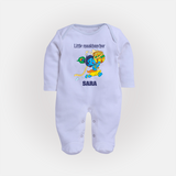 Little Maakhanchor Sleep Suit | Custom Sleep Suit for Krishna's Little Butter Thief - BABY BLUE - New Born (Chest 7.5")