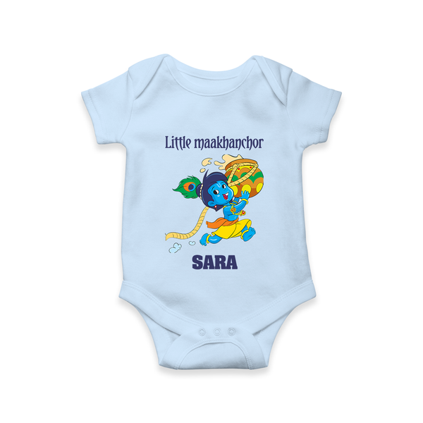 Little Maakhanchor Romper / onesie | Custom Romper / onesie for Krishna's Little Butter Thief - BABY BLUE - New Born (Chest 14")