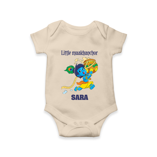 Little Maakhanchor Romper / onesie | Custom Romper / onesie for Krishna's Little Butter Thief - IVORY - New Born (Chest 14")