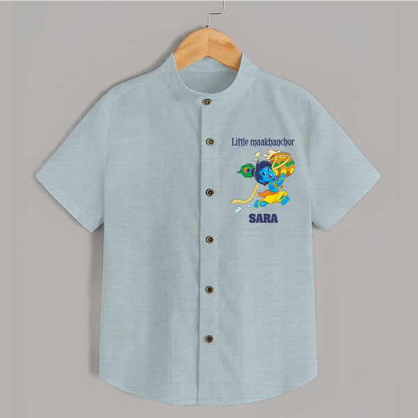 Little Maakhanchor Shirt | Custom Shirt for Krishna's Little Butter Thief - ARCTIC BLUE - 0 - 6 Months Old (Chest 23")
