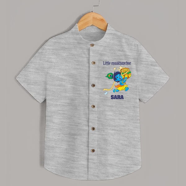 Little Maakhanchor Shirt | Custom Shirt for Krishna's Little Butter Thief - GREY - 0 - 6 Months Old (Chest 23")