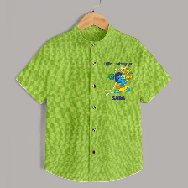 Little Maakhanchor Shirt | Custom Shirt for Krishna's Little Butter Thief - LIME GREEN - 0 - 6 Months Old (Chest 23")