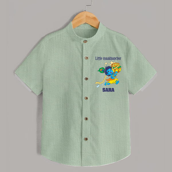 Little Maakhanchor Shirt | Custom Shirt for Krishna's Little Butter Thief - MINT GREEN - 0 - 6 Months Old (Chest 23")