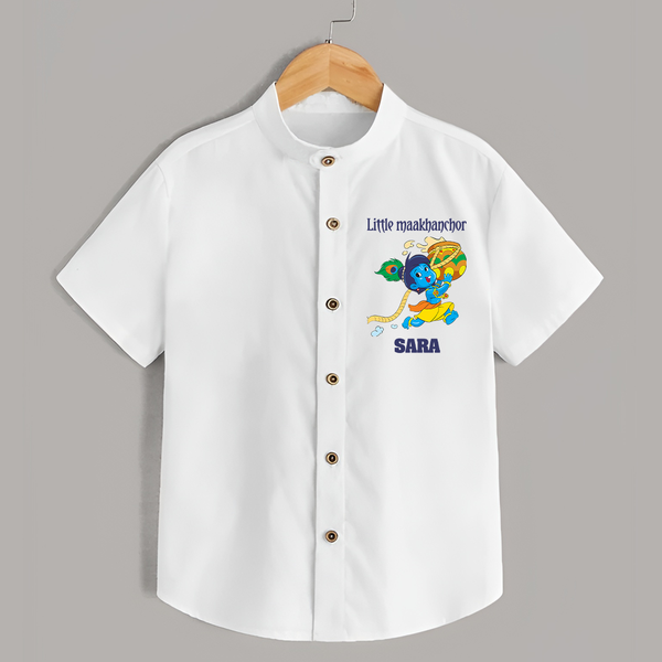 Little Maakhanchor Shirt | Custom Shirt for Krishna's Little Butter Thief - WHITE - 0 - 6 Months Old (Chest 23")