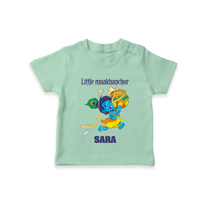 Little Maakhanchor TShirt | Custom TShirt for Krishna's Little Butter Thief - MINT GREEN - 0-5 Months Old (Chest 17")