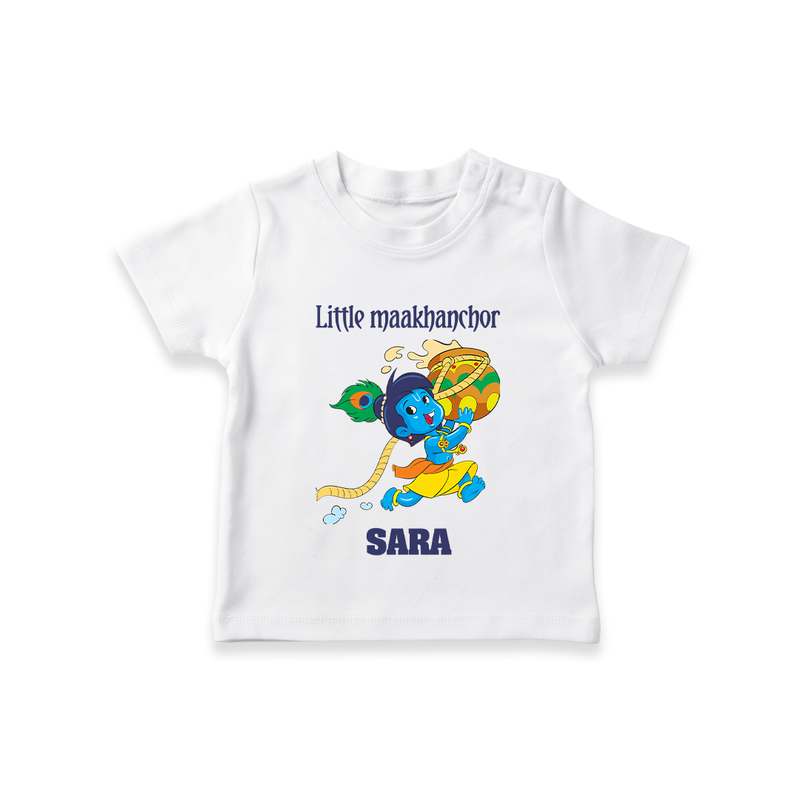 Little Maakhanchor TShirt | Custom TShirt for Krishna's Little Butter Thief - WHITE - 0-5 Months Old (Chest 17")