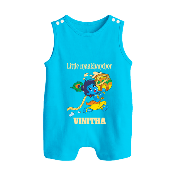 Little Maakhanchor Romper Suit | Custom Romper Suit for Krishna's Little Butter Thief - SKY BLUE - 0 - 5 Months Old (Chest 18")