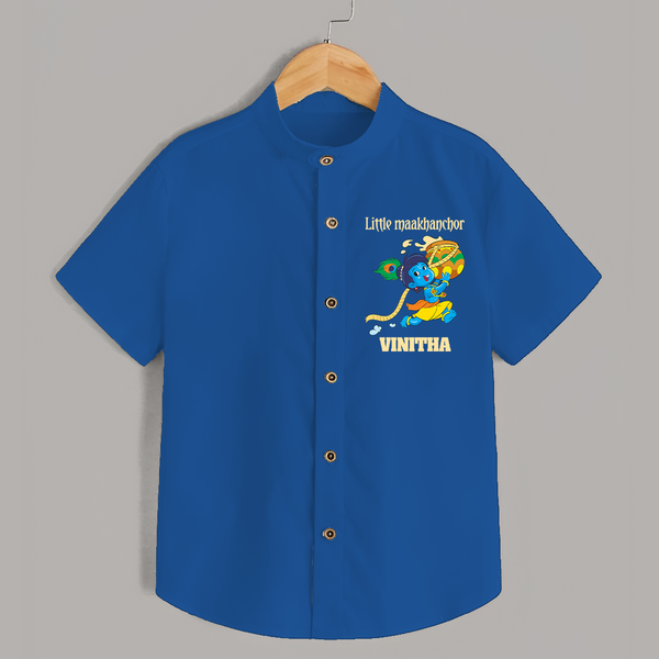 Little Maakhanchor Shirt | Custom Shirt for Krishna's Little Butter Thief - COBALT BLUE - 0 - 6 Months Old (Chest 23")