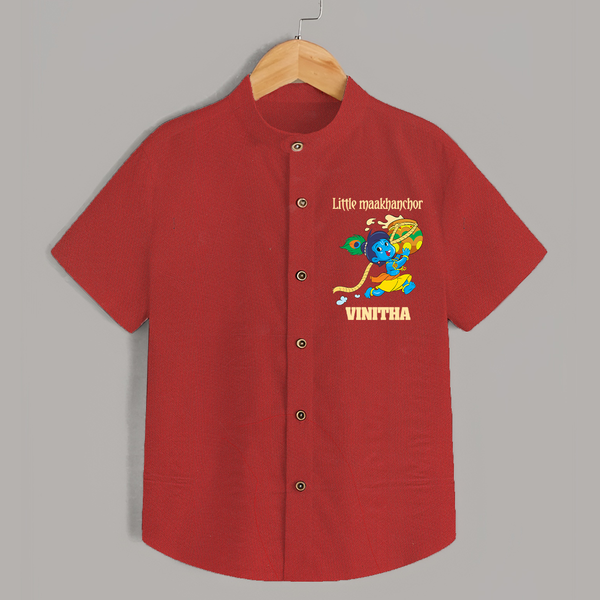 Little Maakhanchor Shirt | Custom Shirt for Krishna's Little Butter Thief - RED - 0 - 6 Months Old (Chest 23")