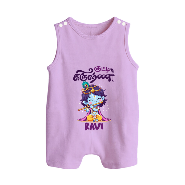 Kutty Krishna Romper suit/sleeveless romper | Personalized  Romper suit/sleeveless romper for Krishna Jayanthi - LILAC - 0 - 5 Months Old (Chest 18")