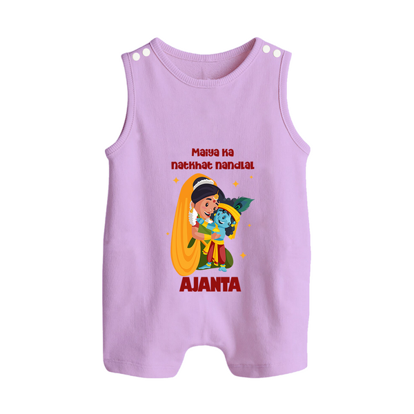 Maiya Ka Natkhat Nandlal Romper Suit / Sleeveless Romper | Personalized Romper Suit / Sleeveless Romper for Krishna's Mischievous Side - LILAC - 0 - 5 Months Old (Chest 18")