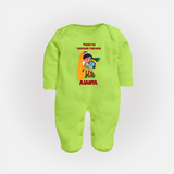 Maiya Ka Natkhat Nandlal Sleep Suit / Full Sleeve Bodysuit | Personalized Sleep Suit / Full Sleeve Bodysuit for Krishna's Mischievous Side - LIME GREEN - New Born (Chest 7.5")