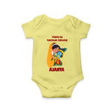 Maiya Ka Natkhat Nandlal Romper / Onesie | Personalized Romper / Onesie for Krishna's Mischievous Side - PASTEL YELLOW - New Born (Chest 14")