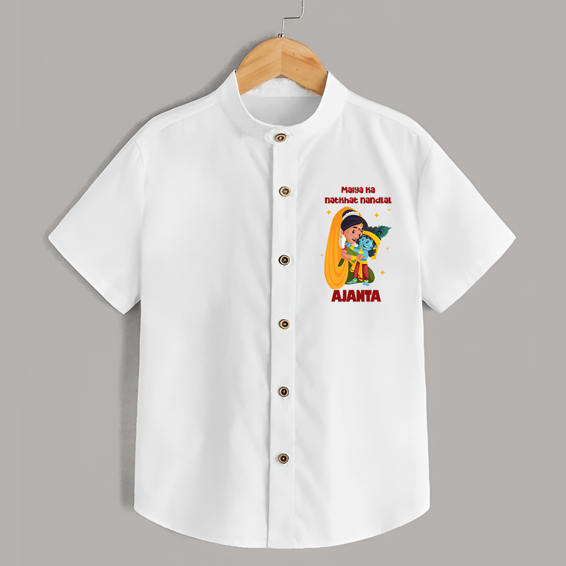 Maiya Ka Natkhat Nandlal Shirt | Personalized Shirt for Krishna's Mischievous Side - WHITE - 0 - 6 Months Old (Chest 23")