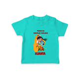 Maiya Ka Natkhat Nandlal T-shirt | Personalized T-shirt for Krishna's Mischievous Side - TEAL - 0-5 Months Old (Chest 17")