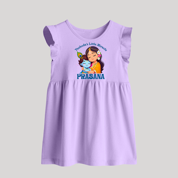 Yashoda's Little Miracle Baby Frock | Personalized Baby Frock for Krishna's Miraculous Child - LILAC - 0 - 3 Months Old (Chest 17")
