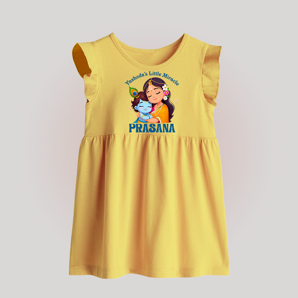 Yashoda's Little Miracle Baby Frock | Personalized Baby Frock for Krishna's Miraculous Child - PASTEL YELLOW - 0 - 3 Months Old (Chest 17")