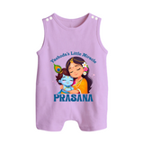 Yashoda's Little Miracle Romper Suit | Personalized Baby Romper Suit for Krishna's Miraculous Child - LILAC - 0 - 5 Months Old (Chest 18")