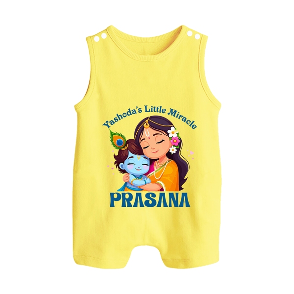 Yashoda's Little Miracle Romper Suit | Personalized Baby Romper Suit for Krishna's Miraculous Child - PASTEL YELLOW - 0 - 5 Months Old (Chest 18")