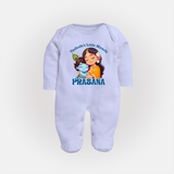 Yashoda's Little Miracle Sleep Suit | Personalized Baby Sleep Suit for Krishna's Miraculous Child - BABY BLUE - New Born (Chest 7.5")