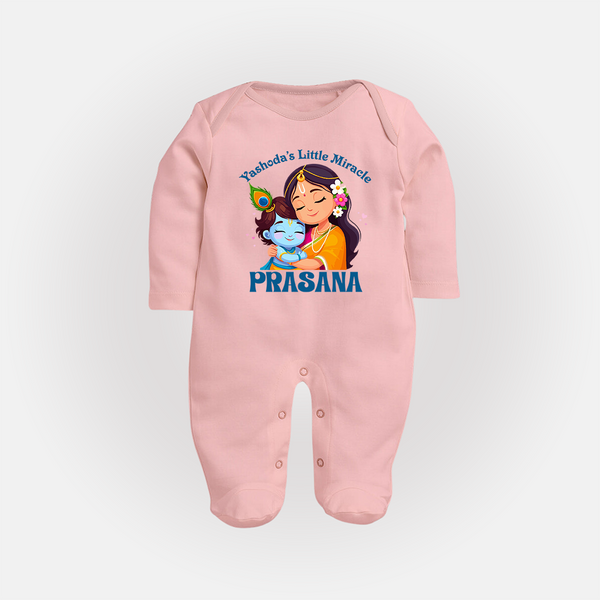 Yashoda's Little Miracle Sleep Suit | Personalized Baby Sleep Suit for Krishna's Miraculous Child - BABY PINK - New Born (Chest 7.5")