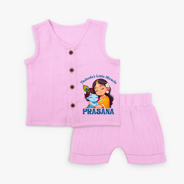 Yashoda's Little Miracle Jabla Set | Personalized Baby Jabla Set for Krishna's Miraculous Child - BABY PINK - 0 - 3 Months Old (Chest 9.8")
