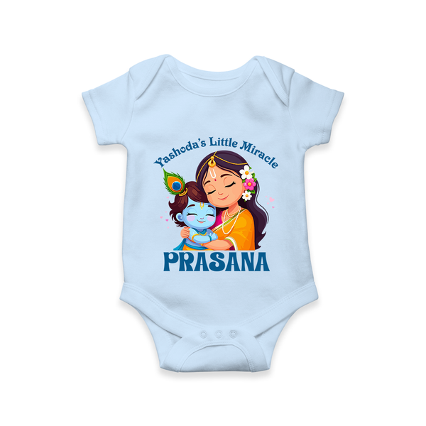 Yashoda's Little Miracle Romper / onesie | Personalized Baby Romper / onesie for Krishna's Miraculous Child - BABY BLUE - New Born (Chest 14")