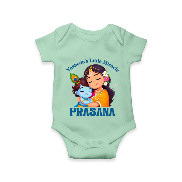 Yashoda's Little Miracle Romper / onesie | Personalized Baby Romper / onesie for Krishna's Miraculous Child - MINT GREEN - New Born (Chest 14")