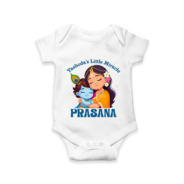 Yashoda's Little Miracle Romper / onesie | Personalized Baby Romper / onesie for Krishna's Miraculous Child - WHITE - New Born (Chest 14")