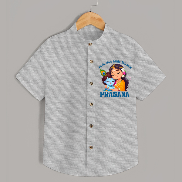 Yashoda's Little Miracle Shirt | Personalized Baby Shirt for Krishna's Miraculous Child - GREY - 0 - 6 Months Old (Chest 23")