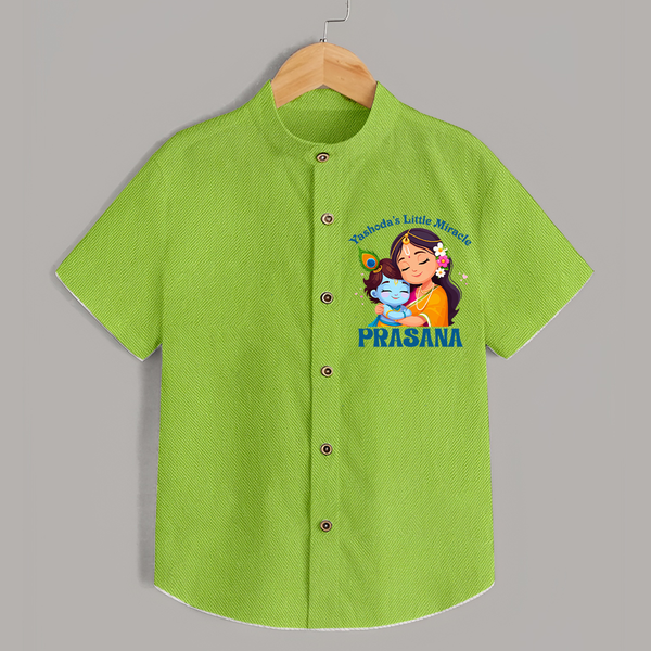 Yashoda's Little Miracle Shirt | Personalized Baby Shirt for Krishna's Miraculous Child - LIME GREEN - 0 - 6 Months Old (Chest 23")