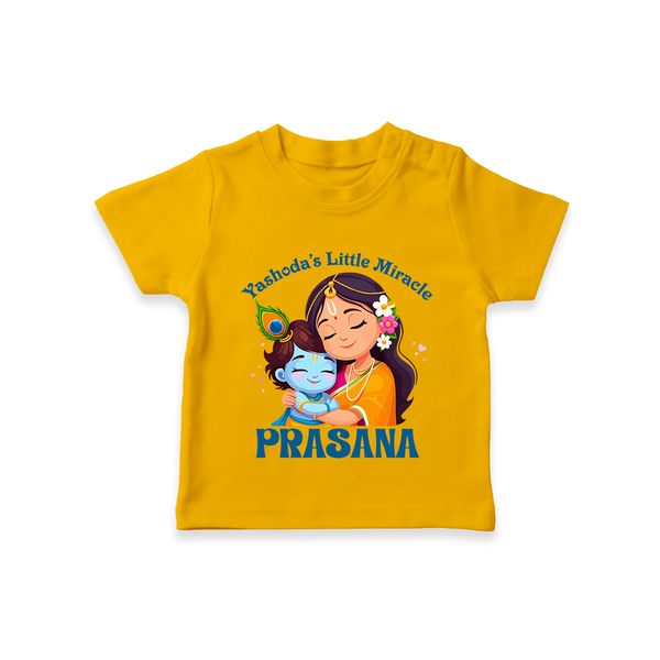 Yashoda's Little Miracle TShirt | Personalized Baby TShirt for Krishna's Miraculous Child - CHROME YELLOW - 0-5 Months Old (Chest 17")