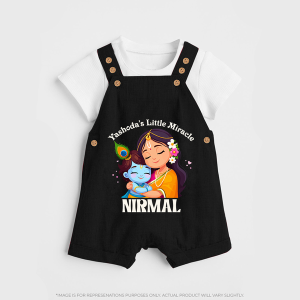 Yashoda's Little Miracle Dungaree Set | Personalized Baby Dungaree Set for Krishna's Miraculous Child - BLACK - 0 - 5 Months Old (Chest 18")