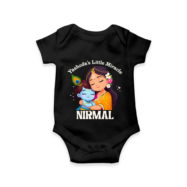 Yashoda's Little Miracle Romper / onesie | Personalized Baby Romper / onesie for Krishna's Miraculous Child - BLACK - New Born (Chest 14")