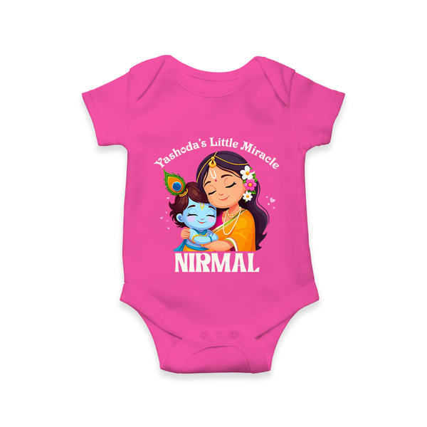 Yashoda's Little Miracle Romper / onesie | Personalized Baby Romper / onesie for Krishna's Miraculous Child - HOT PINK - New Born (Chest 14")