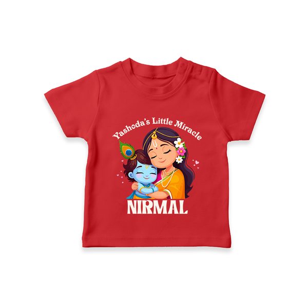 Yashoda's Little Miracle TShirt | Personalized Baby TShirt for Krishna's Miraculous Child - RED - 0-5 Months Old (Chest 17")