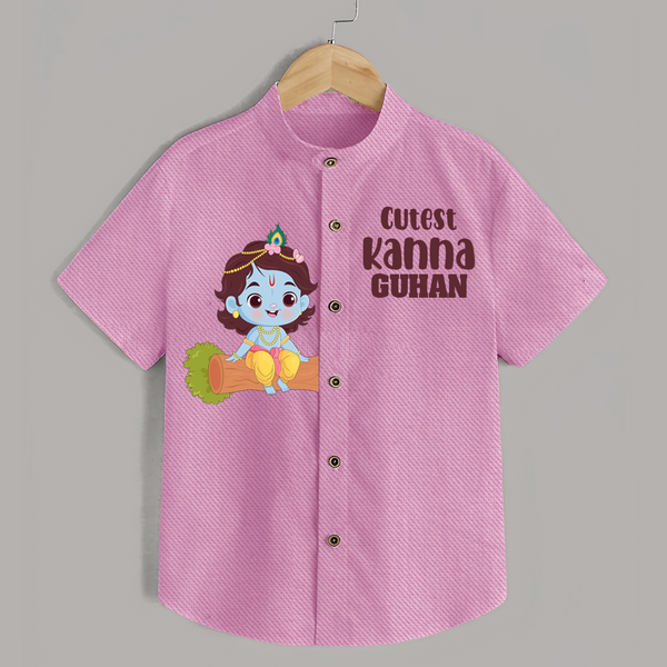 Cutest Kanna Shirt | Personalized Baby Shirt for Krishna's Little One - BABY PINK - 0 - 6 Months Old (Chest 23")