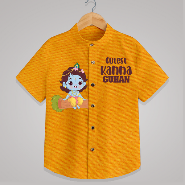 Cutest Kanna Shirt | Personalized Baby Shirt for Krishna's Little One - CHROME YELLOW - 0 - 6 Months Old (Chest 23")