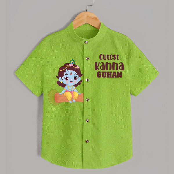Cutest Kanna Shirt | Personalized Baby Shirt for Krishna's Little One - LIME GREEN - 0 - 6 Months Old (Chest 23")