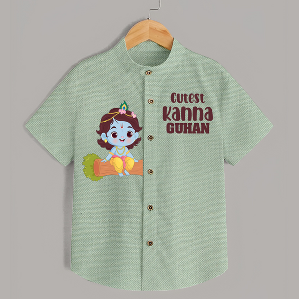 Cutest Kanna Shirt | Personalized Baby Shirt for Krishna's Little One - MINT GREEN - 0 - 6 Months Old (Chest 23")