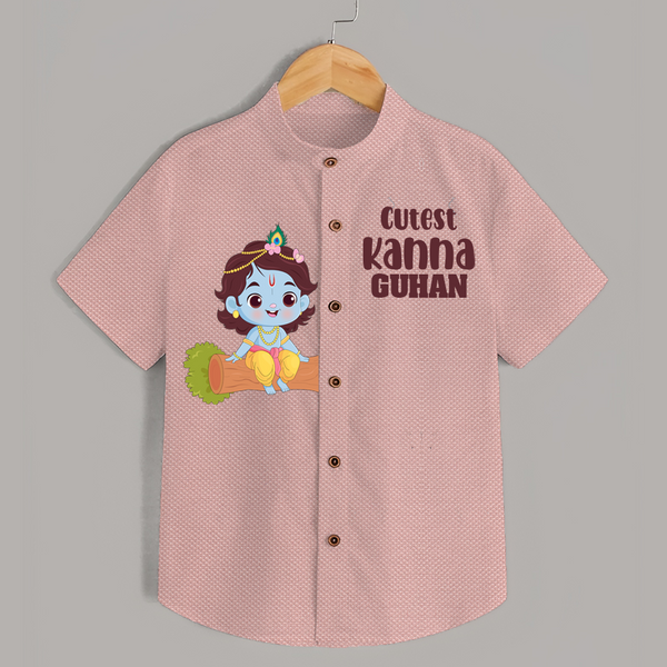 Cutest Kanna Shirt | Personalized Baby Shirt for Krishna's Little One - PEACH - 0 - 6 Months Old (Chest 23")