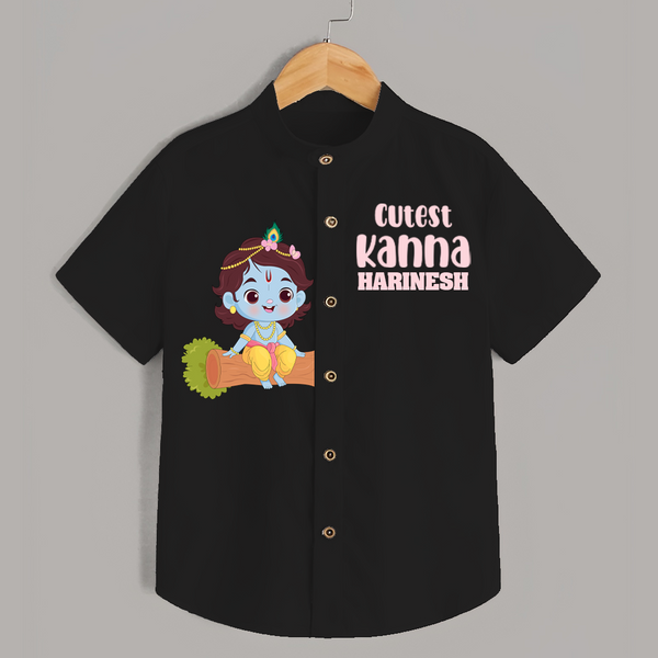 Cutest Kanna Shirt | Personalized Baby Shirt for Krishna's Little One - BLACK - 0 - 6 Months Old (Chest 23")