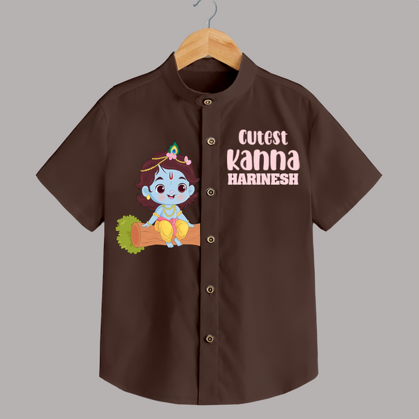 Cutest Kanna Shirt | Personalized Baby Shirt for Krishna's Little One - CHOCOLATE BROWN - 0 - 6 Months Old (Chest 23")