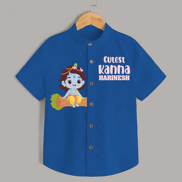 Cutest Kanna Shirt | Personalized Baby Shirt for Krishna's Little One - COBALT BLUE - 0 - 6 Months Old (Chest 23")