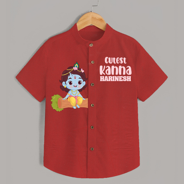 Cutest Kanna Shirt | Personalized Baby Shirt for Krishna's Little One - RED - 0 - 6 Months Old (Chest 23")