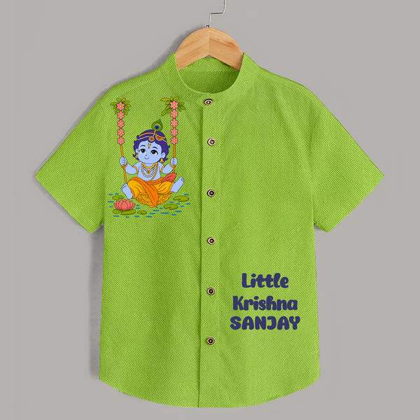 Little Krishna Shirt | Custom Baby Shirt for Krishna's Beloved - LIME GREEN - 0 - 6 Months Old (Chest 23")