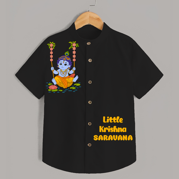 Little Krishna Shirt | Custom Baby Shirt for Krishna's Beloved - BLACK - 0 - 6 Months Old (Chest 23")