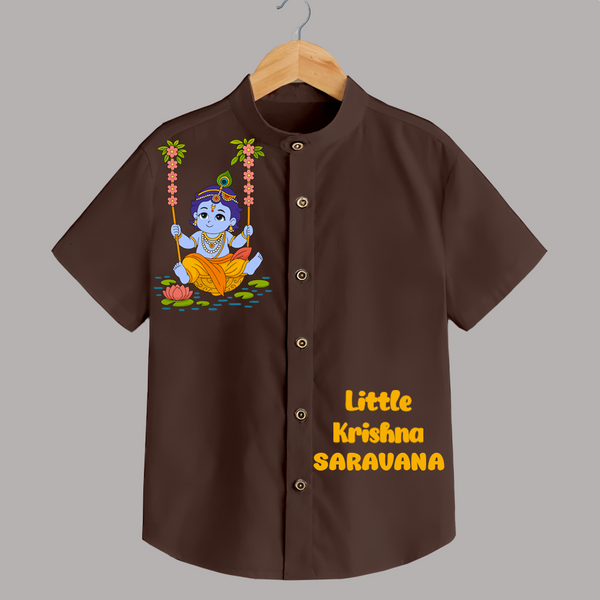 Little Krishna Shirt | Custom Baby Shirt for Krishna's Beloved - CHOCOLATE BROWN - 0 - 6 Months Old (Chest 23")